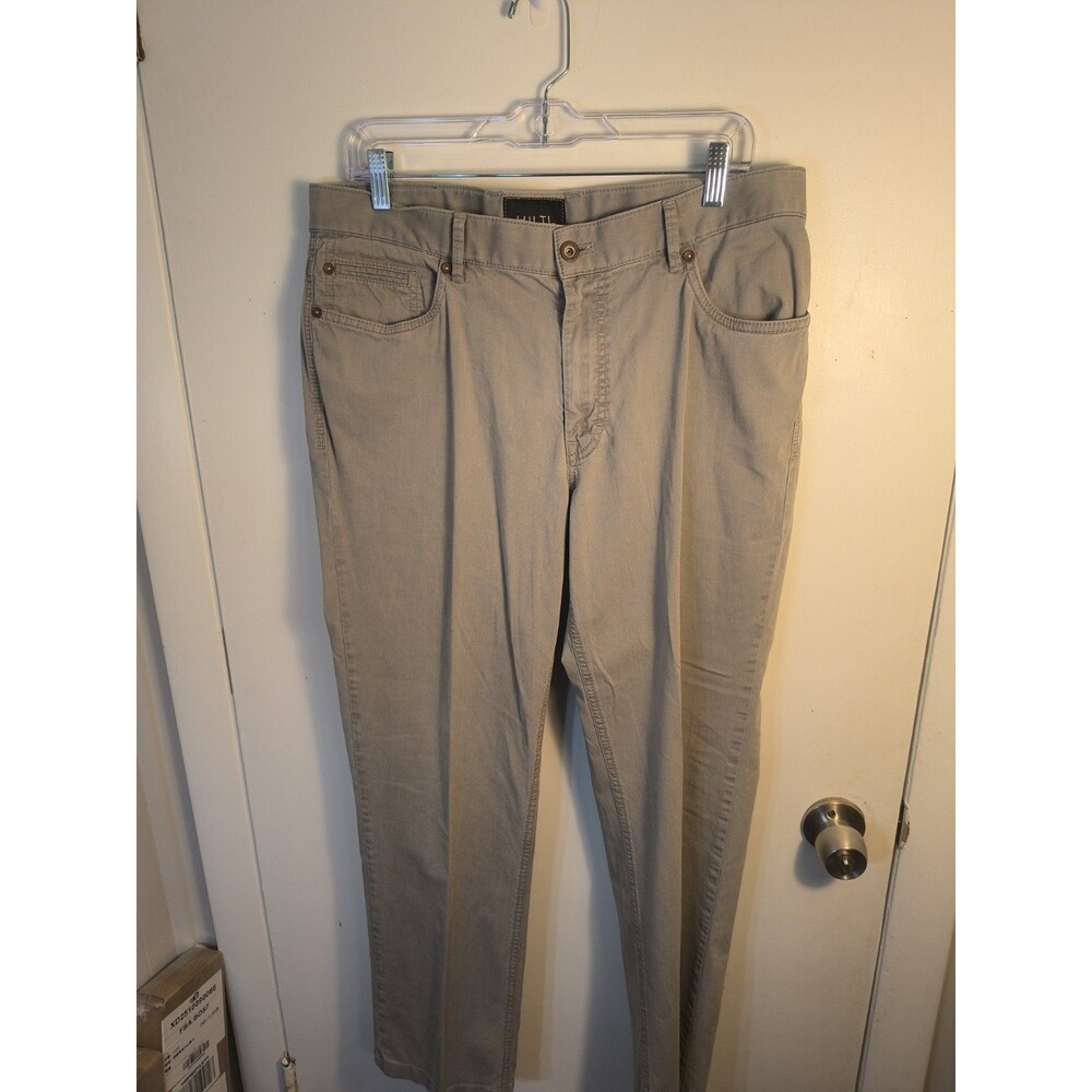 Hiltl Luxury Pants Mens 36/34 Gray Tan Chino Trousers Made In Macedonia 36x34